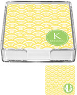 Preppy Plates - Personalized Coasters (Yellow Waves)