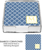 Preppy Plates - Personalized Coasters (Bamboo Cornflower)