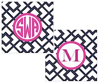 Preppy Plates - Personalized Coasters (Arbor Navy & Pink)
