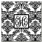 Preppy Plates - Personalized Coasters (Black Damask)