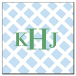 Preppy Plates - Personalized Coasters (Blue Lattice)