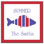 Preppy Plates - Personalized Coasters (Red White Blue Fish)