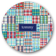 Preppy Plates - Personalized Melamine Plates (Blue Madras)