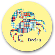 Preppy Plates - Personalized Melamine Plates (Blue Madras Crab)