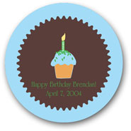 Preppy Plates - Personalized Melamine Plates (Blue Cupcake on Chocolate)