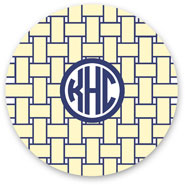 Preppy Plates - Personalized Melamine Plates (Basketweave Butter Circle Monogram)