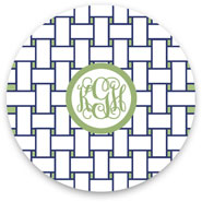 Preppy Plates - Personalized Melamine Plates (Basketweave Willow Interlocking Monogram)