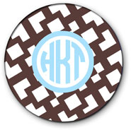Preppy Plates - Personalized Melamine Plates (Arbor Turquoise and Chocolate Circle Monogram)