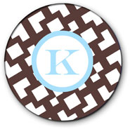 Preppy Plates - Personalized Melamine Plates (Arbor Turquoise and Chocolate Single Initial)