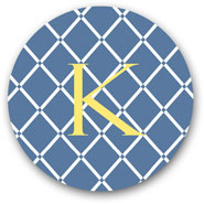 Preppy Plates - Personalized Melamine Plates (Bamboo Cornflower Single Initial)