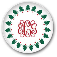 Preppy Plates - Personalized Melamine Plates (Christmas Tree Border)