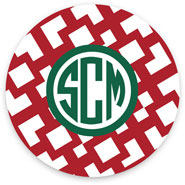 Preppy Plates - Personalized Melamine Plates (Arbor Christmas Circle Monogram)
