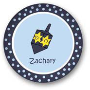 Preppy Plates - Personalized Melamine Plates (Dreidel with Dots)
