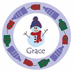 Preppy Plates Green Line - Snowman