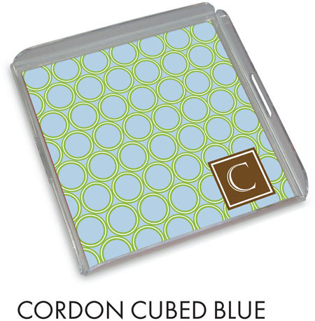 Preppy Plates - Personalized Lucite Trays (Cordon Cubed Blue)