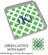 Preppy Plates - Personalized Lucite Trays (Green Lattice with Navy)
