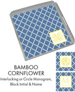 Preppy Plates - Personalized Lucite Trays (Bamboo Cornflower)