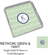 Preppy Plates - Personalized Lucite Trays (Fretwork Green and Navy)