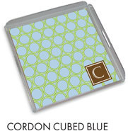 Preppy Plates - Personalized Lucite Trays (Cordon Cubed Blue)