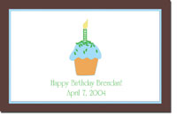 Preppy Plates - Personalized Laminated Placemats (Blue Cupcake on Chocolate)