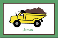 Preppy Plates - Personalized Laminated Placemats (Dump Truck)