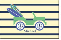 Preppy Plates - Personalized Laminated Placemats (Green Surfer Jeep)