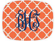 Preppy Plates - Personalized Platters (Mod Orange Interlocking Monogram)