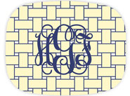 Preppy Plates - Personalized Platters (Basketweave Butter Interlocking Monogram)