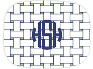 Preppy Plates - Personalized Platters (Basketweave Willow Circle Monogram)