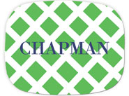 Preppy Plates - Personalized Platters (Lattice Green Blue Block)
