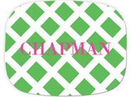 Preppy Plates - Personalized Platters (Lattice Green Pink Block)