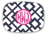 Preppy Plates - Personalized Platters (Arbor Navy and Pink Circle Monogram)
