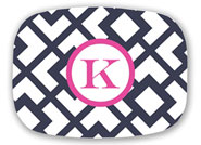 Preppy Plates - Personalized Platters (Arbor Navy and Pink Single Initial)