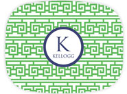 Preppy Plates - Personalized Platters (Fretowrk Green and Navy Single Initial and Name)