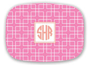 Preppy Plates - Personalized Platters (Avery Pink Circle Monogram)