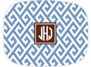 Preppy Plates - Personalized Platters (Santorini Blue Circle Monogram)
