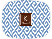 Preppy Plates - Personalized Platters (Santorini Blue Single Initial and Name)