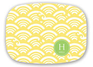 Preppy Plates - Personalized Platters (Yellow Waves Single Initial and Name)