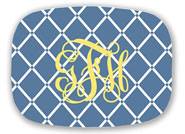 Preppy Plates - Personalized Platters (Bamboo Cornflower Interlocking Monogram)