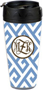 Preppy Plates - Personalized 16 oz. Tumbler (Santorini Blue Interlocking Monogram)