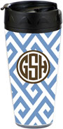 Preppy Plates - Personalized 16 oz. Tumbler (Santorini Blue Circle Monogram)