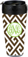 Preppy Plates - Personalized 16 oz. Tumbler (Santorini Chocolate Interlocking Monogram)