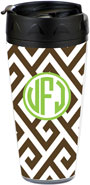Preppy Plates - Personalized 16 oz. Tumbler (Santorini Chocolate Circle Monogram)