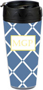 Preppy Plates - Personalized 16 oz. Tumbler (Bamboo Cornflower Block)