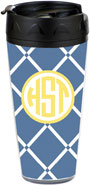 Preppy Plates - Personalized 16 oz. Tumbler (Bamboo Cornflower Circle Monogram)