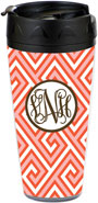 Preppy Plates - Personalized 16 oz. Tumbler (Santorini Orange Interlocking Monogram)