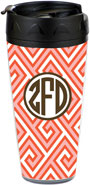 Preppy Plates - Personalized 16 oz. Tumbler (Santorini Orange Circle Monogram)