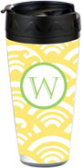 Preppy Plates - Personalized 16 oz. Tumbler (Yellow Waves Single Initial)