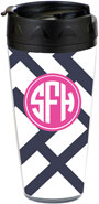 Preppy Plates - Personalized 16 oz. Tumbler (Arbor Navy Pink Circle Monogram)