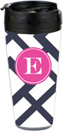 Preppy Plates - Personalized 16 oz. Tumbler (Arbor Navy Pink Single Initial)
